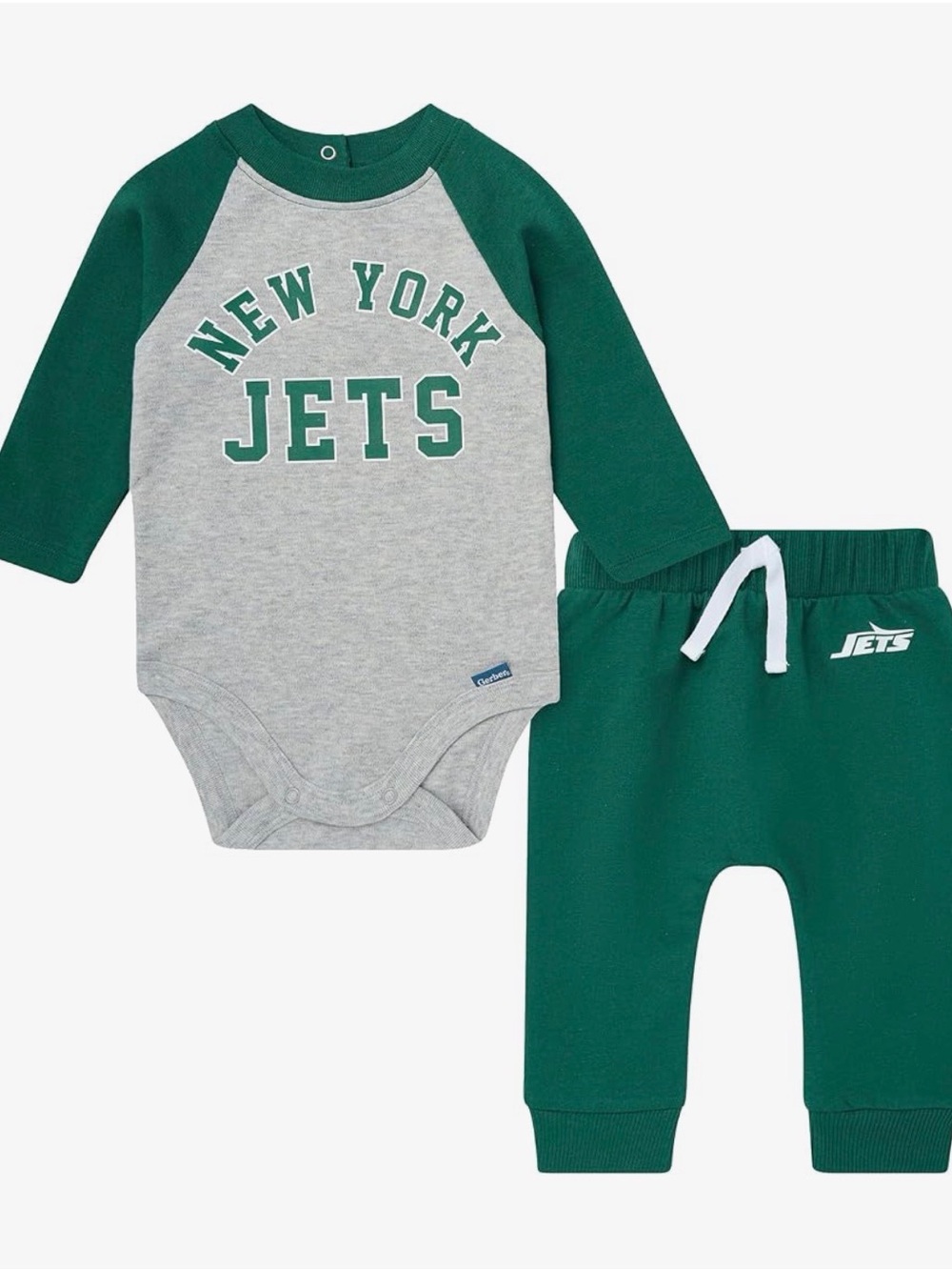 Gerber New York Jets Green and Gray Raglan Bodysuit & Pants Set